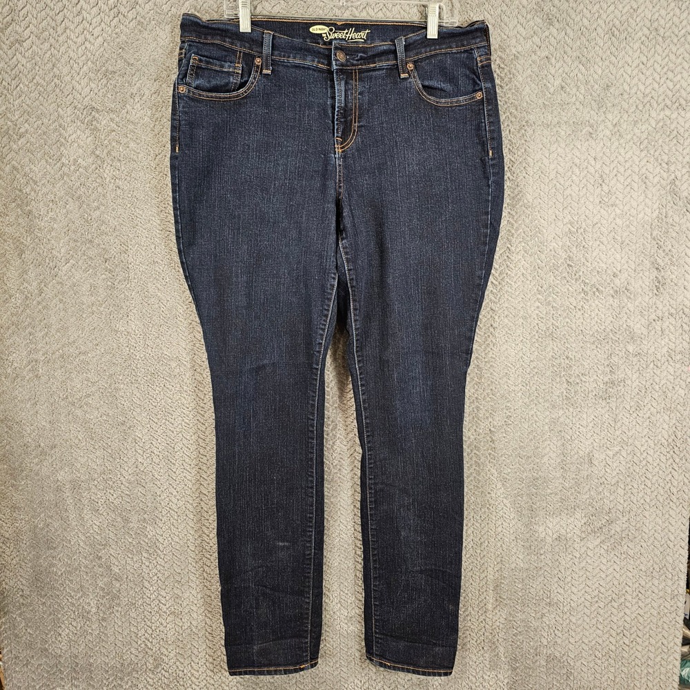 Old Navy The Sweetheart Dark Wash Straight Leg Jeans Womens 14 Long Stretch
